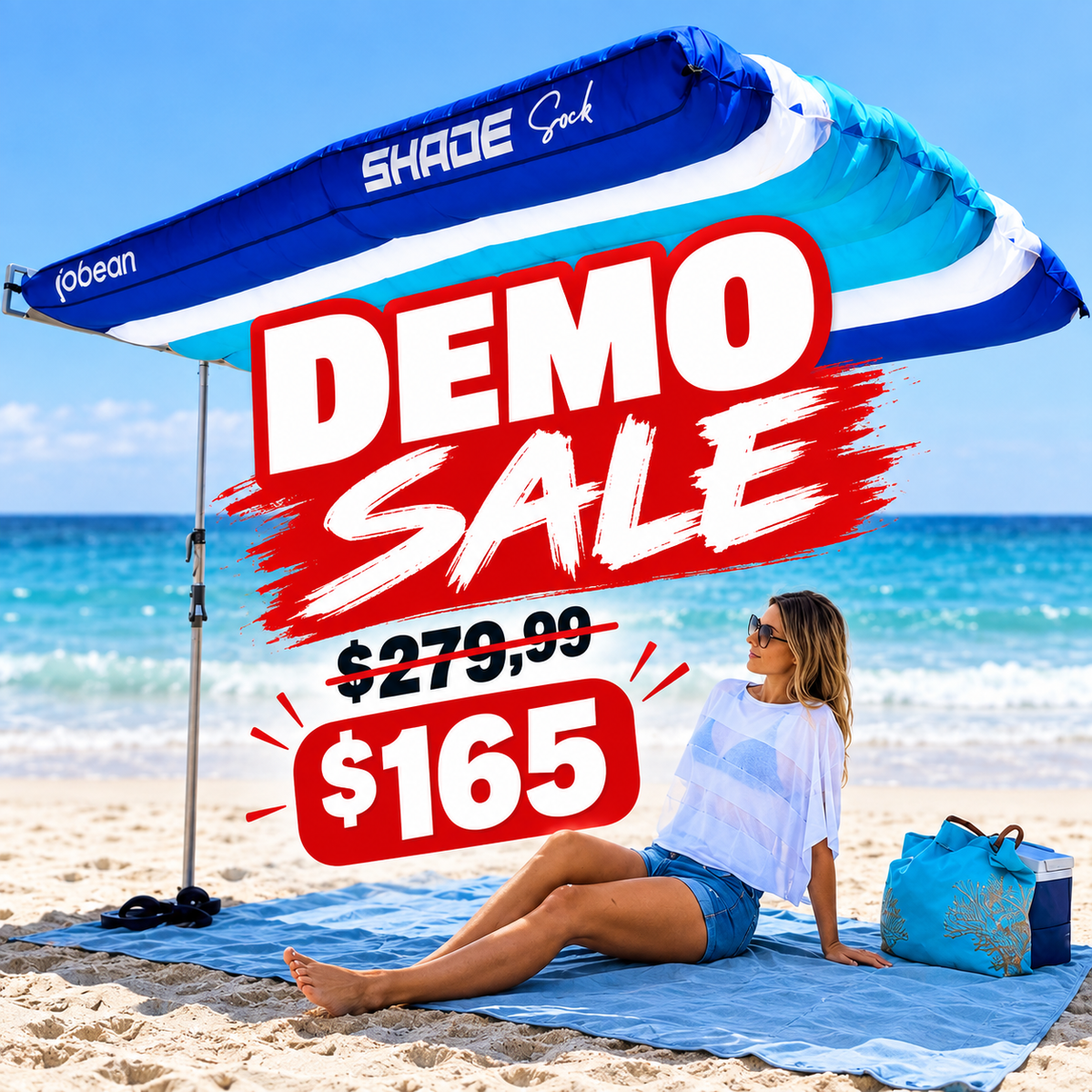 DEMO MODEL (LIMITED SUPPLY AVAILABLE) ShadeSock™ - Wind-Inflating, Silent Beach Shade